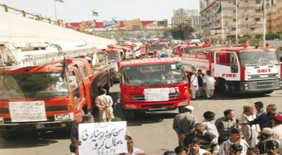 Karachi's fire stations closed as employees stage strike