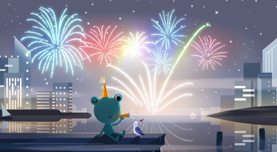 New Year's Eve 2020 Google doodle