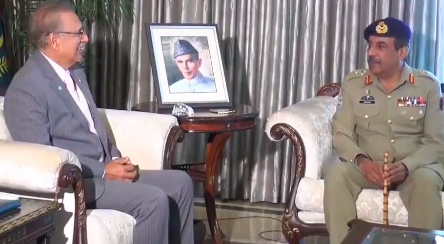 صدر عارف علوی سے چیئرمین جوائنٹ چیفس آف اسٹاف کمیٹی جنرل ندیم رضا کی ملاقات