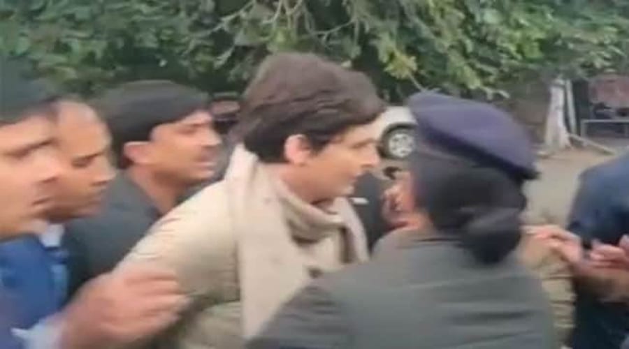 Priyanka Gandhi alleged that she was "grabbed by the throat" by policewomen as they tried to stop her.