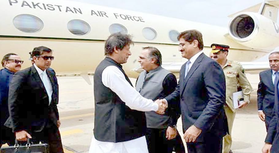PM Imran reaches Karachi on day-long visit