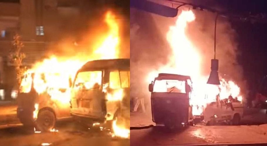 fire erupts in van