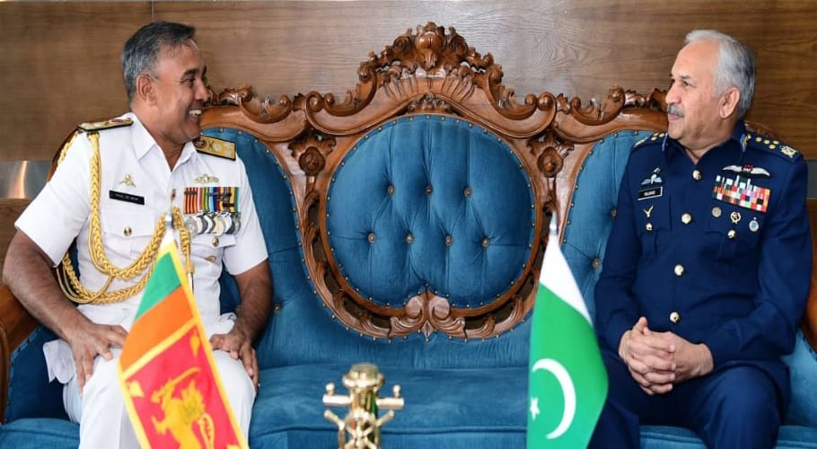 Air Chief Mujahid Khan calls on Sri Lankan defence minister and naval chief