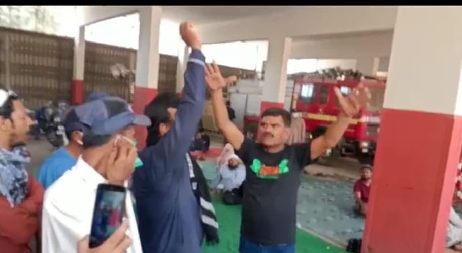 Fire brigade staff protests for risk allowance