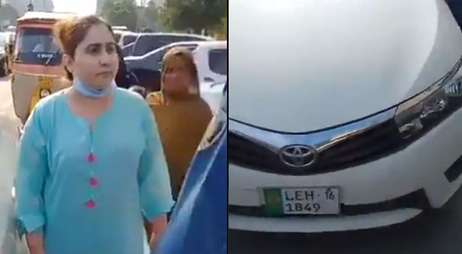 woman slapped a traffic warden In Lahore