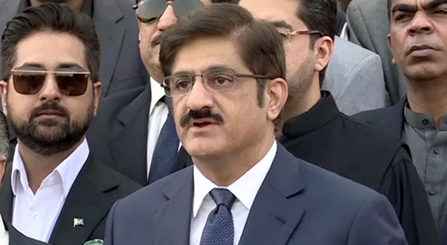 Chief Minister Sindh talking to media in Karachi