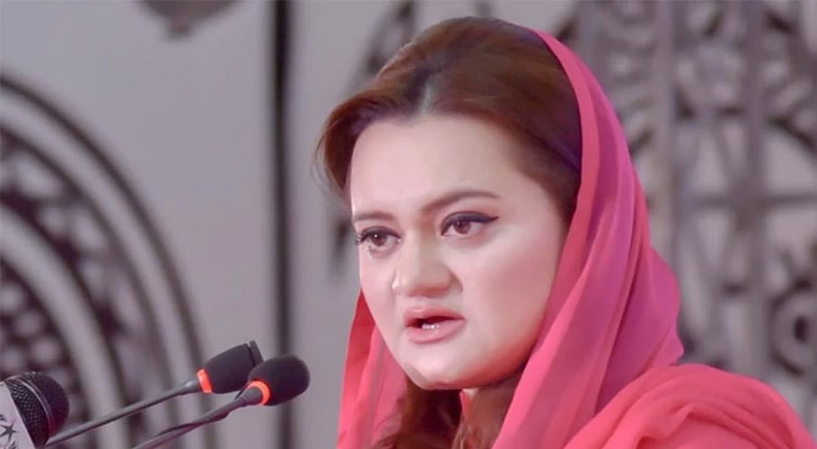 Maryam Aurangzeb talks to media in Sialkot