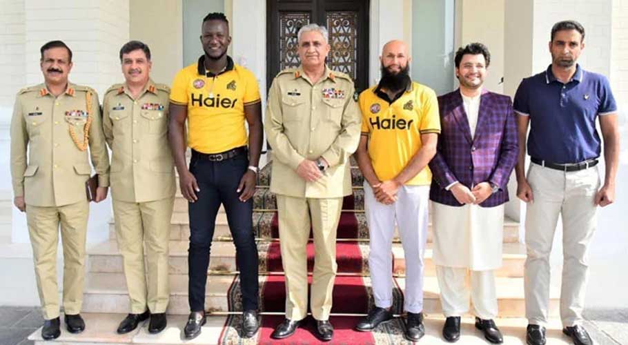 آرمی چیف سے پشاورزلمی کے جاوید آفریدی، ڈیرن سیمی اور ہاشم آملہ کی ملاقات