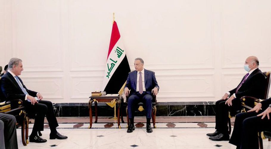 وزیرِ خارجہ شاہ محمود قریشی کی عراقی وزیرِ اعظم سے ملاقات، دو طرفہ تعاون پر گفتگو