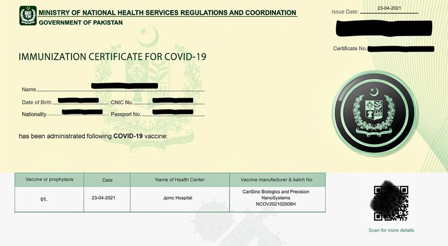 nadra covid vaccine certificate