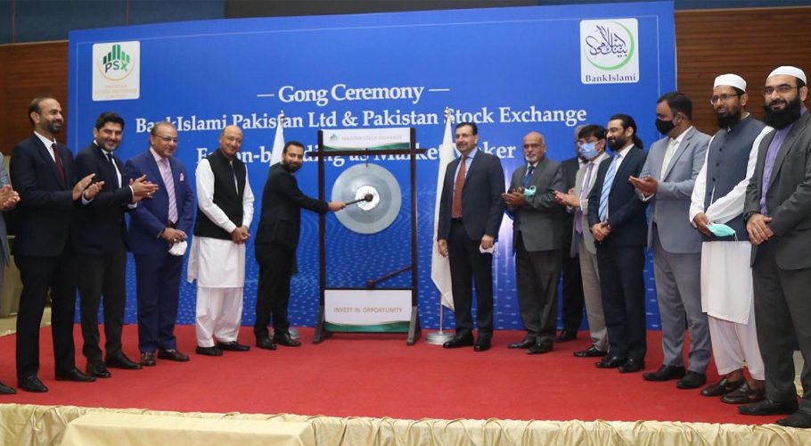 Pakistan Stock Exchange holds gong ceremony to make Bank Islami as market maker on board