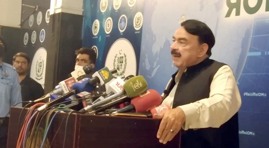 sheikh rashid ahmed addressing press conference in islamabad