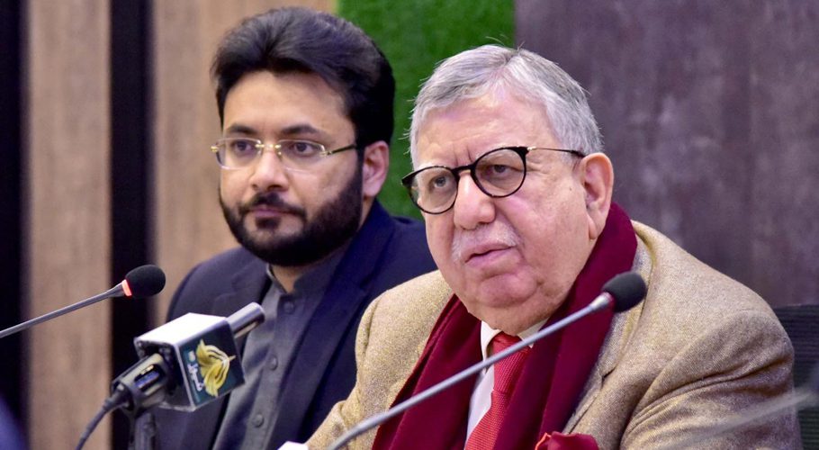 Shaukat Tarin Addressing a Press Conference after Presenting the Supplementary Finance Bill in NA