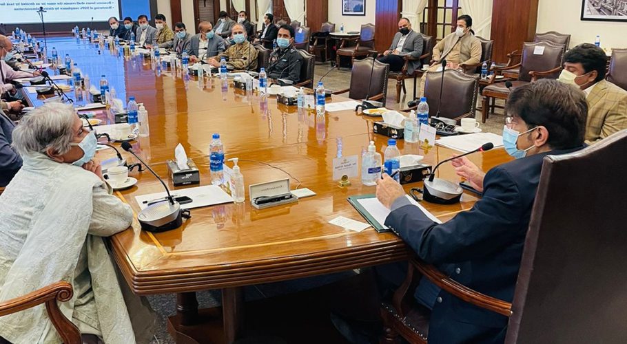 Sindh Chief Minister Syed Murad Ali Shah presides over a meeting of Provencal Task Force on COVID-19 at CM House.