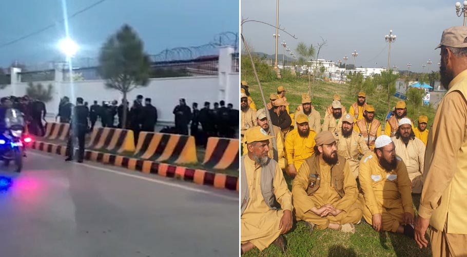 انصار الاسلام کا پارلیمنٹ لاجز میں کیمپ قائم کرنیکا فیصلہ، پولیس کی بھاری نفری پہنچ گئی