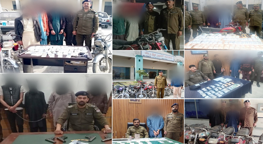 راولپنڈی، مختلف جرائم میں ملوث42ملزمان گرفتار، 61لاکھ کی رقم اور اسلحہ برآمد