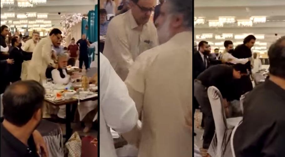 مصطفی نواز کھوکھر اور نور عالم خان کا نجی ہوٹل میں بزرگ شہری سے جھگڑا، ویڈیو وائرل