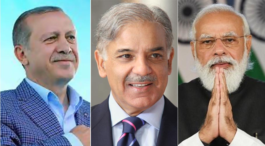 ترک صدر اور بھارتی وزیر اعظم کی شہباز شریف کو وزیر اعظم منتخب ہونے پر مبارکباد