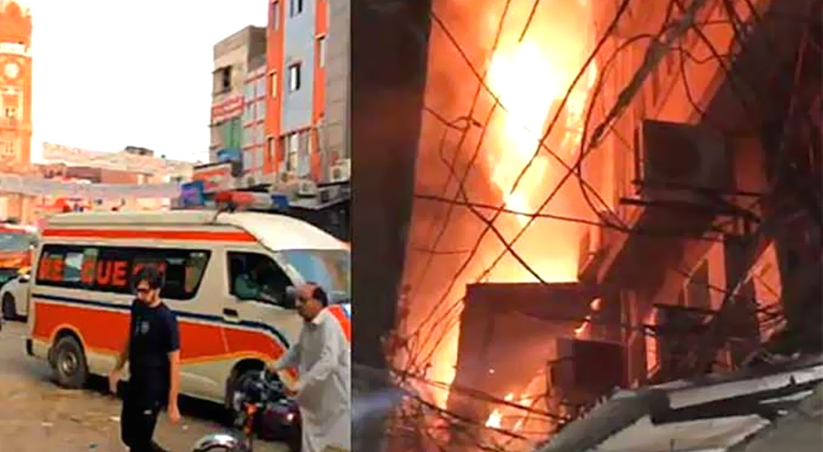 پانچ منزلہ پلازے میں آگ لگ گئی، ایک ہی خاندان کے 7افراد جان سے گئے