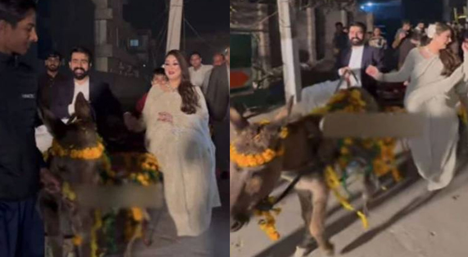 مہنگا پیٹرول، پاکستانی جوڑا گدھا گاڑی پر شادی کرنے پہنچ گیا