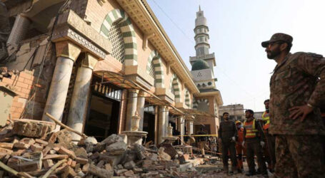 پشاور مسجد میں ہونے والا دھماکے کے تصویری مناظر