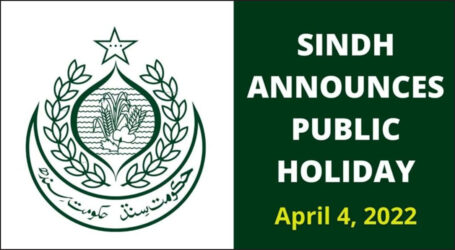 سندھ حکومت نے 4 اپریل کو صوبے بھر میں عام تعطیل کا اعلان کردیا
