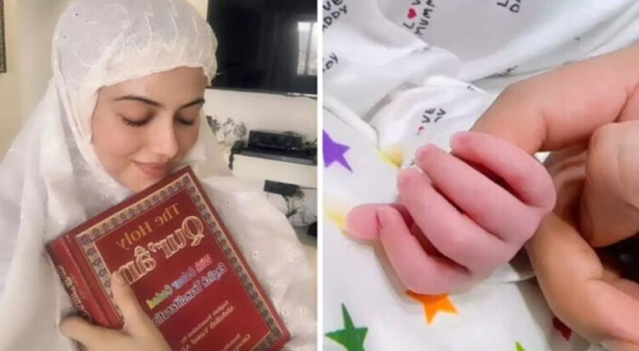 ثنا خان کی اپنے بچے کو قرآن پاک کی تلاوت سناتے ہوئے ویڈیو وائرل