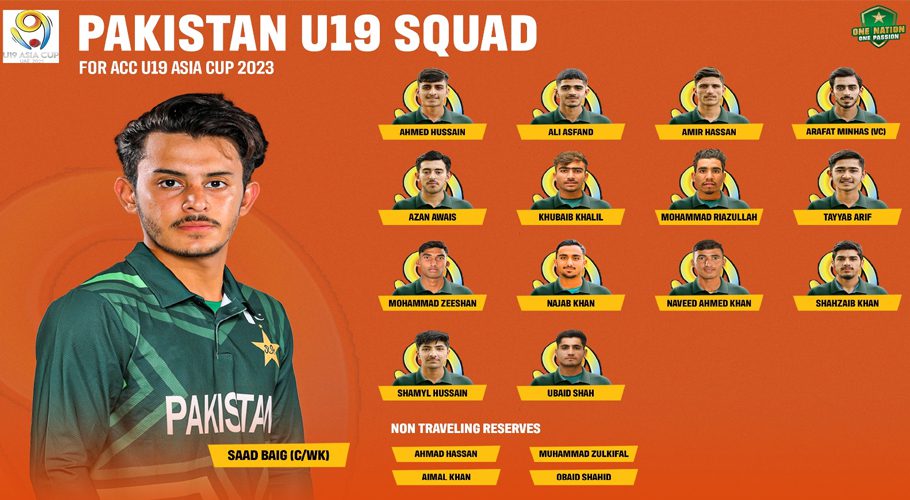 اے سی سی انڈر19 ایشیا کپ کے لیے پاکستان انڈر 19 ٹیم کا اعلان
