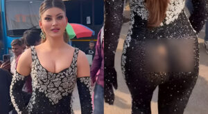 Urvashi Rautela's sheer pantsuit faces a wardrobe malfunction