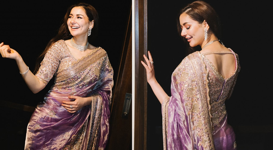 Hania Aamir Shines in Lavender Saree by Indian Designer