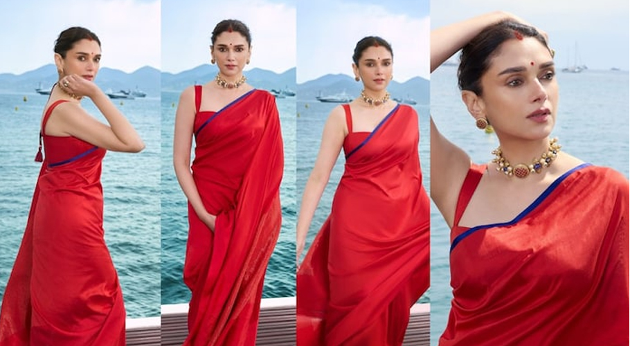 Cannes Film Festival 2025: Aditi Rao Hydari Mesmerizes Fans in Red Saree
