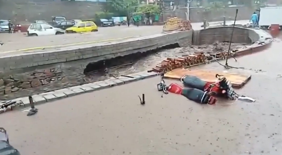 Monsoon Havoc in Islamabad: Parking Lot Built on Drain Swept Away