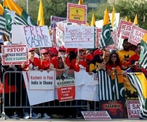 Demonstrators in Houston protest against Indian atrocities in IoK