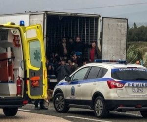 41 migrants found alive in refrigerated truck in Greece