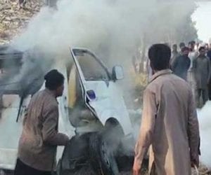 At least 11 killed, seven injured as van catches fire in Sargodha