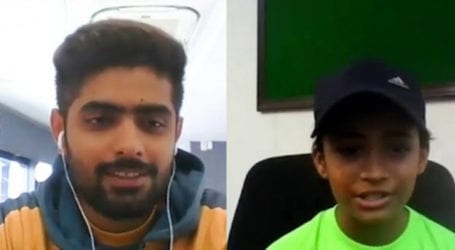 Babar Azam interacts with 8-years-old cricket fan