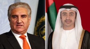 oreign Minister Shah Mahmood Qureshi and UAE's Foreign Minister Sheikh Abdullah bin Zayed Al Nahyan. Source: APP.
