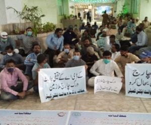 KDA workers protest against non-payment of salaries since three years