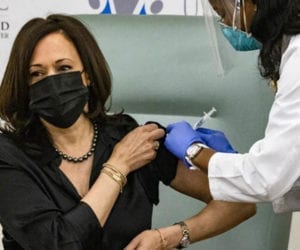 Kamala Harris receives first dose of Moderna COVID-19 vaccine