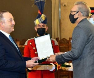President confers civil award on Turkish foreign minister