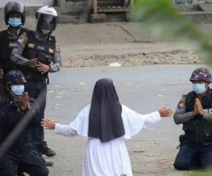 ‘Shoot me instead’: Myanmar nun pleads with military forces