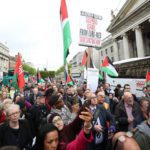 Protesters attend a rally called by the Ireland-Palestine Solidarity Campaign (IPSC) in May 2018. Source; PA Wire/ Jewish News