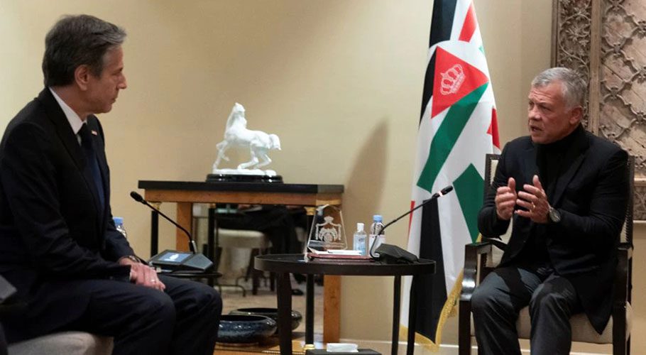 Secretary of State Antony Blinken meets Jordan's King Abdullah II in Amman. Source: Reuters