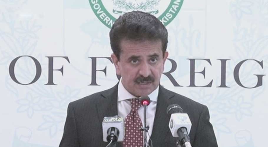 FO spokesperson Zahid Hafeez Chaudhri addressing a press conference