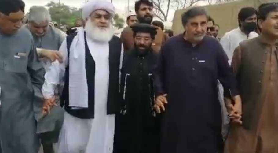 Opposition members arrive at the Bijli Road police station