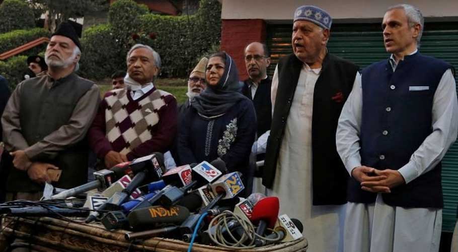 IoK leaders addressing a press conference in Srinagar