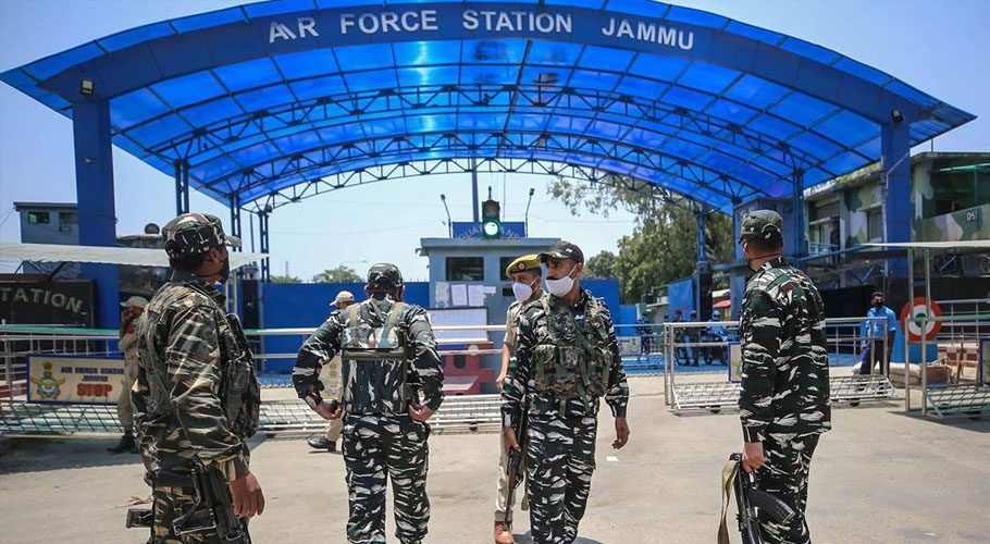 Two explosions occurred outside the high-security Jammu Air Force Station. Source: Indian Express