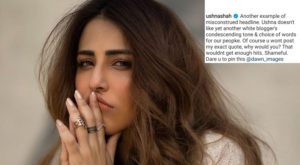 `Actress Ushna Shah has shamed 'Dawn imagines' for misleading her story on Instagram in which she has called Canadian vlogger Rosie Gabrielle a 'white saviour'. (Instagram)