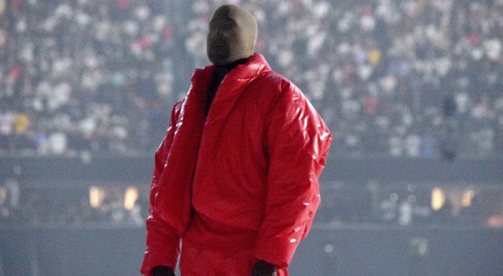 Kanye West wore an anime-inspired outfit featuring an unreleased red version of his jacket. Source: Page Six