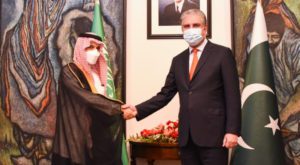 Foreign Minister Shah Mahmood Qureshi and Saudi Foreign Minister Prince Faisal Bin Farhan Al Saud. Source: MOFA/PID.